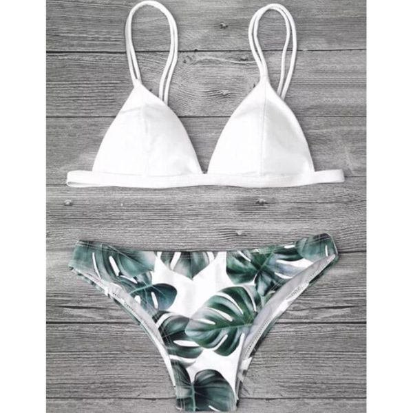 women's swimwear brazilian print bikini women green leaves pattern triangle swimsuit bathing suit 2021 arrival beachwear, White;black
women's swimwear brazilian print bikini women green leaves pattern triangle swimsuit bathing suit 2021 arrival beachwear, White;black