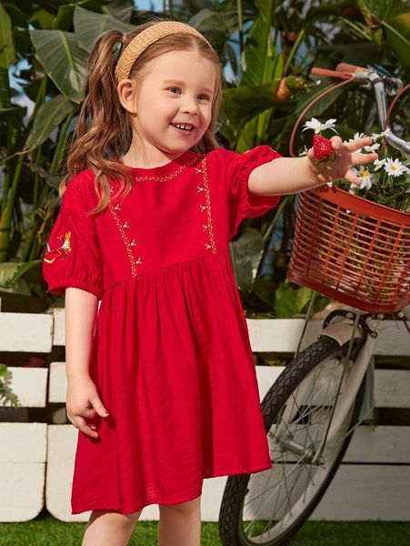 toddler girls embroidery detail puff sleeve smock dress she, Red;yellow
toddler girls embroidery detail puff sleeve smock dress she, Red;yellow