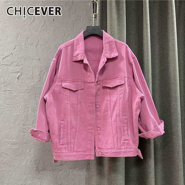 women's jackets chicever solid minimalist denim coat for women lapel long sleeve patchwork pockets loose korean female spring 2021 styl, Black;brown
women's jackets chicever solid minimalist denim coat for women lapel long sleeve patchwork pockets loose korean female spring 2021 styl, Black;brown