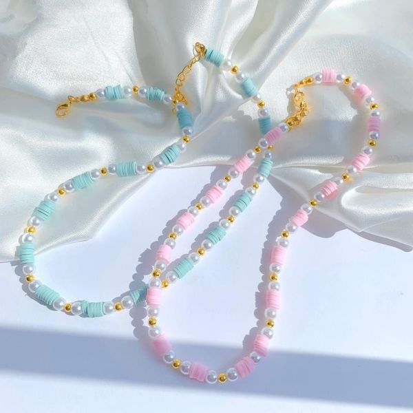 chokers simple pink blue color soft ceramic imitation pearl beaded necklace for women girls sweet clavicle chain jewelry gifts, Golden;silver
chokers simple pink blue color soft ceramic imitation pearl beaded necklace for women girls sweet clavicle chain jewelry gifts, Golden;silver