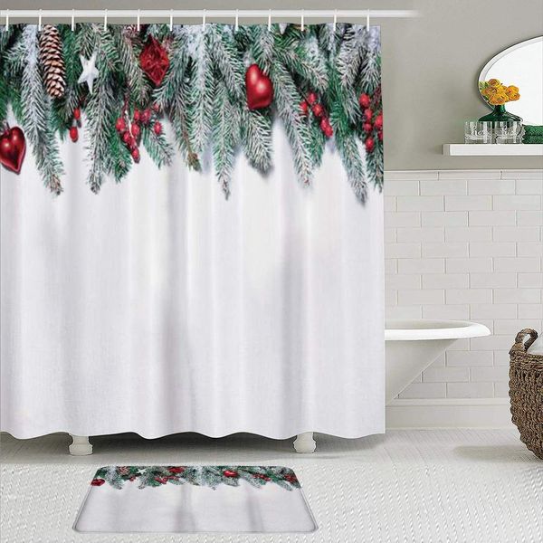 fabric shower curtain and mats set,christmas snowy xmas branch vivid baubles stars berries cones and mistletoe yule,waterproof
fabric shower curtain and mats set,christmas snowy xmas branch vivid baubles stars berries cones and mistletoe yule,waterproof
