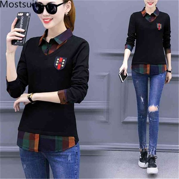 3xl plaid blusas shirt women fake two pieces casual office plus size long sleeve korean elegant blouses femininas 210513, White
3xl plaid blusas shirt women fake two pieces casual office plus size long sleeve korean elegant blouses femininas 210513, White