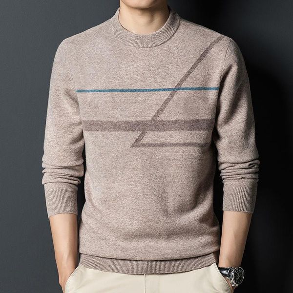 men's sweaters middle-aged sweater 100% pure wool autumn winter round neck young people's knitted bottom shirt business fashion, White;black 
men's sweaters middle-aged sweater 100% pure wool autumn winter round neck young people's knitted bottom shirt business fashion, White;black