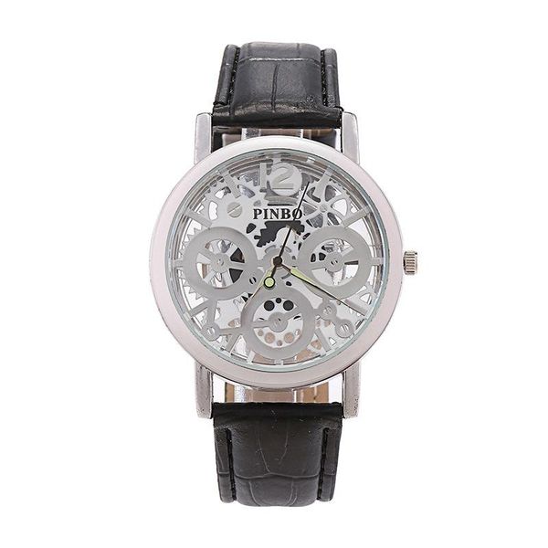 wristwatches creative hollow out three-eye gear pattern men's watch business casual quartz black leather strap men, Slivery;brown
wristwatches creative hollow out three-eye gear pattern men's watch business casual quartz black leather strap men, Slivery;brown