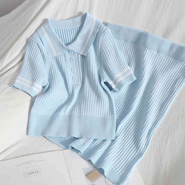 summer fashion striped lapel breasted short sleeve t-shirt + high waist buttock skirt knitted two-piece suit sk024 210525, White
summer fashion striped lapel breasted short sleeve t-shirt + high waist buttock skirt knitted two-piece suit sk024 210525, White