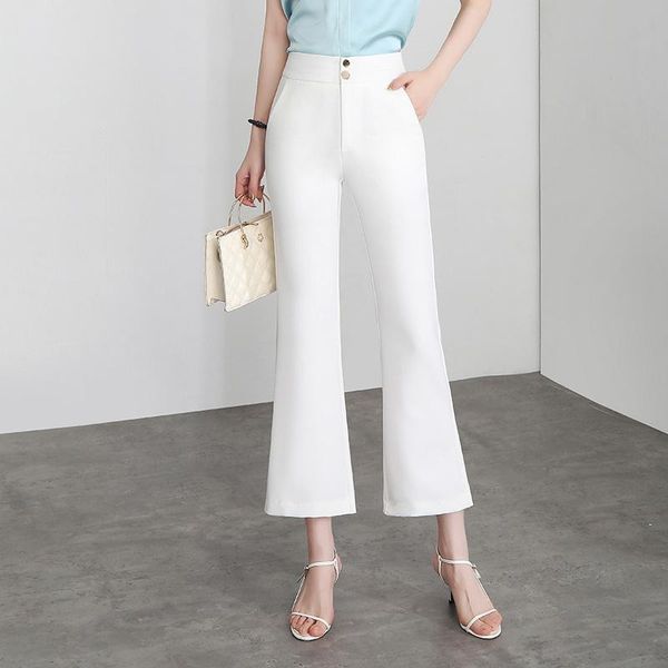 women's pants & capris summer white slightly flared suit high waist slimming leisure professional versatile texture spring and autumn, Black;white
women's pants & capris summer white slightly flared suit high waist slimming leisure professional versatile texture spring and autumn, Black;white