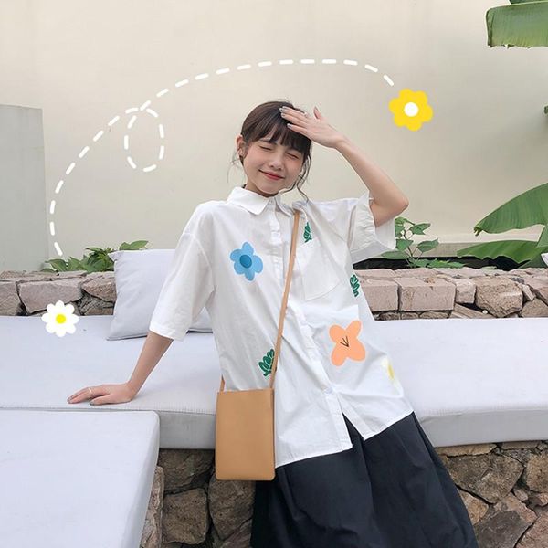women's blouses & shirts 2021 summer preppy style cartoon floral print women womans short sleeve cotton blouse and (f3741), White
women's blouses & shirts 2021 summer preppy style cartoon floral print women womans short sleeve cotton blouse and (f3741), White
