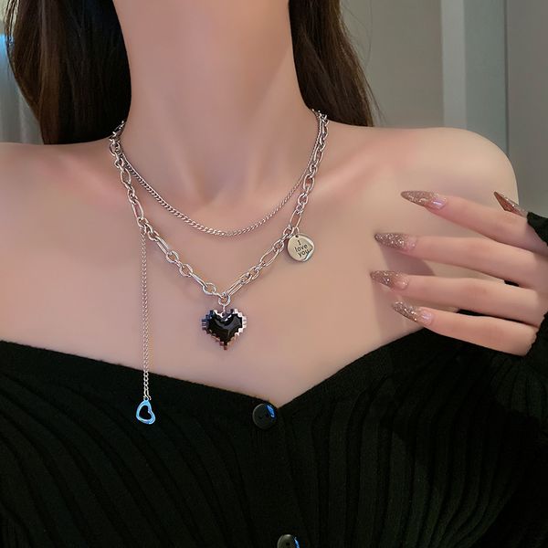 love heart necklaces female ins hip hop woman cool girls minority double layers design sense decorative pendant necklace clavicle chain swea, Silver
love heart necklaces female ins hip hop woman cool girls minority double layers design sense decorative pendant necklace clavicle chain swea, Silver
