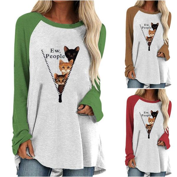 women's t-shirt casual cats printed t-shirts loose raglan long sleeve pullover tee, White
women's t-shirt casual cats printed t-shirts loose raglan long sleeve pullover tee, White