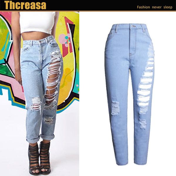 women's jeans 2021, summer denim trousers ripped loose straight pants cropped, Blue 
women's jeans 2021, summer denim trousers ripped loose straight pants cropped, Blue