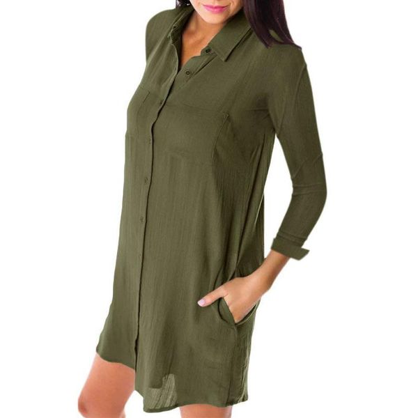 women solid color loose casual pocket long sleeve shirt dress am1222 dresses, Black;gray
women solid color loose casual pocket long sleeve shirt dress am1222 dresses, Black;gray