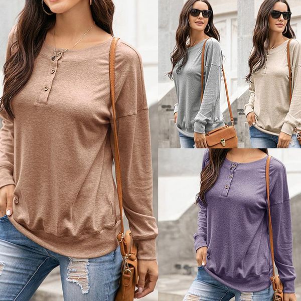 women's t-shirt long sleeve t shirt women button shirts o neck khaki tee femme clothes 2021 camiseta mujer, White
women's t-shirt long sleeve t shirt women button shirts o neck khaki tee femme clothes 2021 camiseta mujer, White