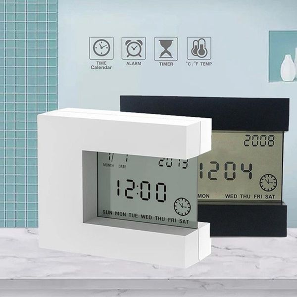 modern electronic bedroom clock digital lcd alarm with calendar, temperature and home timer other clocks & accessories