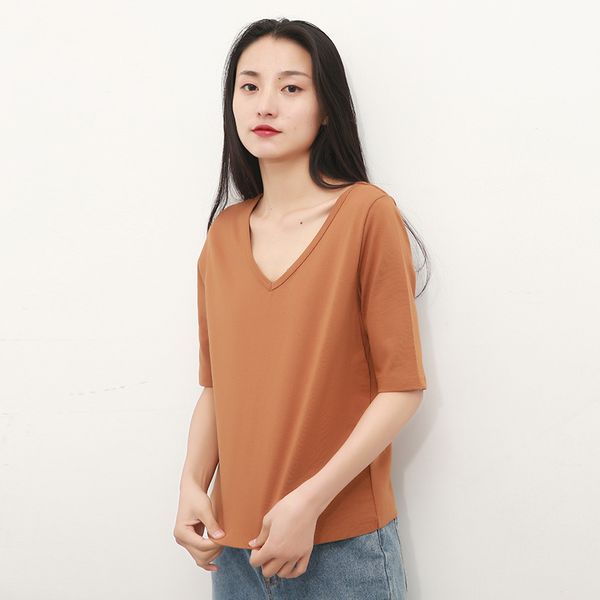 johnature 4 color casual t-shirt for women v-neck short sleeve solid color summer cotton soft women cloths sheath t-shirts 210521, White
johnature 4 color casual t-shirt for women v-neck short sleeve solid color summer cotton soft women cloths sheath t-shirts 210521, White