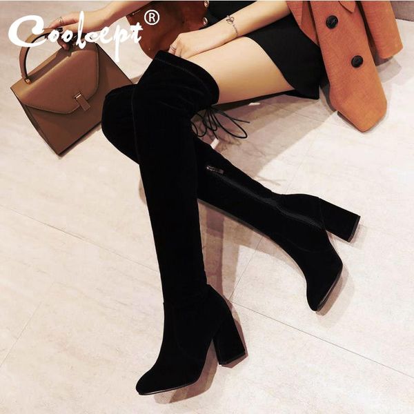 boots coolcept women over the knee trend fashion soft stretch shoes lace up casual zipper square heel footwear size 33-43, Black
boots coolcept women over the knee trend fashion soft stretch shoes lace up casual zipper square heel footwear size 33-43, Black