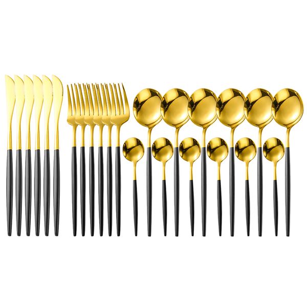 24Pcs Gold Dinnerware Set Stainless Steel Tableware Knife Fork Spoon Flatware Dishwasher Safe Cutlery Gift
24Pcs Gold Dinnerware Set Stainless Steel Tableware Knife Fork Spoon Flatware Dishwasher Safe Cutlery Gift