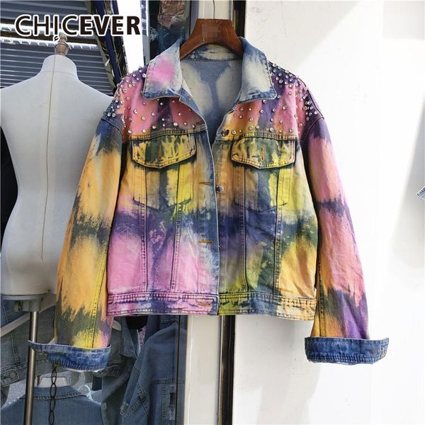 women's jackets chicever casual colorblock patchwork diamonds jacket lapel long sleeve korean fashion denim female autumn, Black;brown
women's jackets chicever casual colorblock patchwork diamonds jacket lapel long sleeve korean fashion denim female autumn, Black;brown