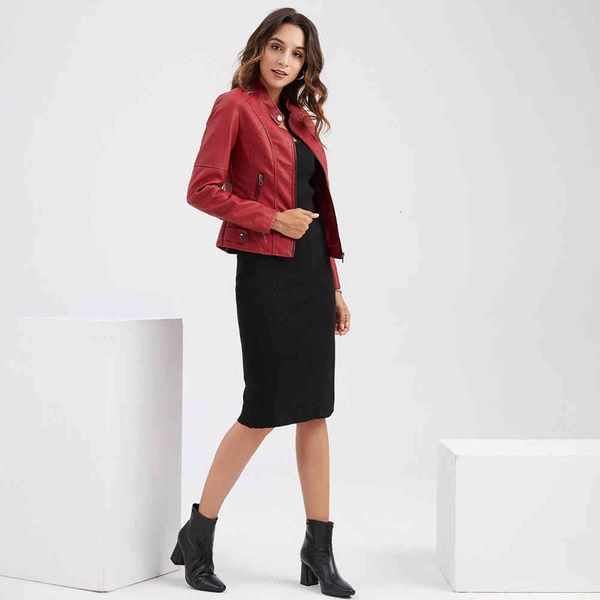 women's leather & faux wixra women slim fit jackets zipper pockets classic pu outwear stand collar streetwear femme spring autumn, Black
women's leather & faux wixra women slim fit jackets zipper pockets classic pu outwear stand collar streetwear femme spring autumn, Black
