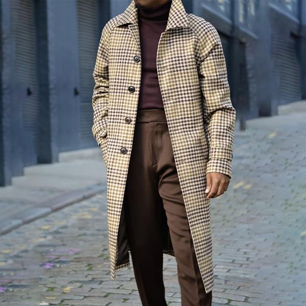 men's wool & blends winter autumn single breasted buttons jacket cardigan fashion plaid print casual overcoats turn-down collar long ou, Black
men's wool & blends winter autumn single breasted buttons jacket cardigan fashion plaid print casual overcoats turn-down collar long ou, Black