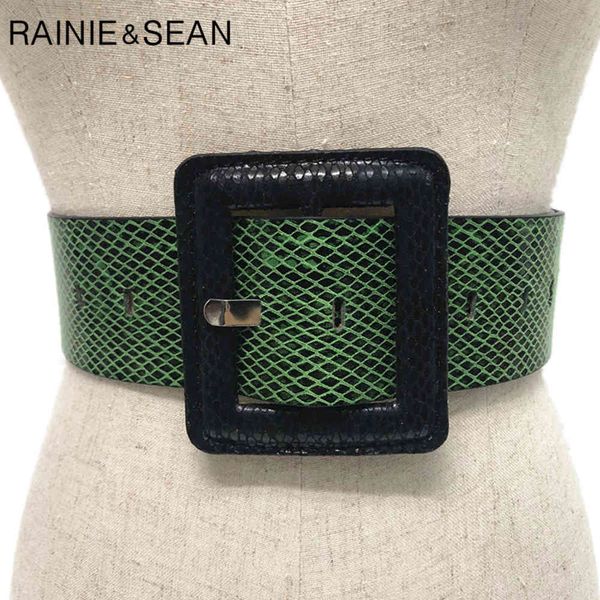 rainie sean snakeskin grain women wide waist belt big square buckle autumn green pink black yellow vintage ladies dress belts 210326, Black;brown
rainie sean snakeskin grain women wide waist belt big square buckle autumn green pink black yellow vintage ladies dress belts 210326, Black;brown