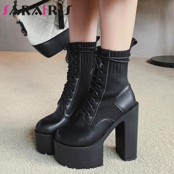 boots sarairis brand quality high heels platform chic winter shoes women shoelaces cool knitting sock ankle boot female, Black
boots sarairis brand quality high heels platform chic winter shoes women shoelaces cool knitting sock ankle boot female, Black