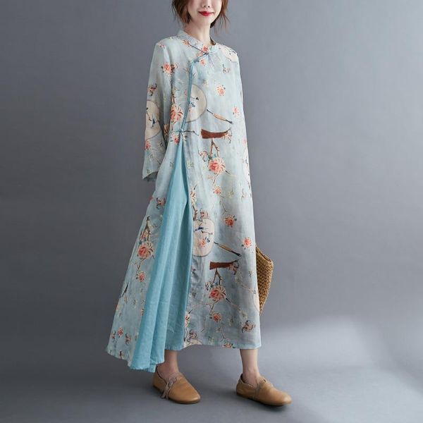 casual dresses retro ethnic disc buckle women improved cheongsam literary printed chinese stand-up collar long sleeve pullover a-line dress, Black;gray
casual dresses retro ethnic disc buckle women improved cheongsam literary printed chinese stand-up collar long sleeve pullover a-line dress, Black;gray