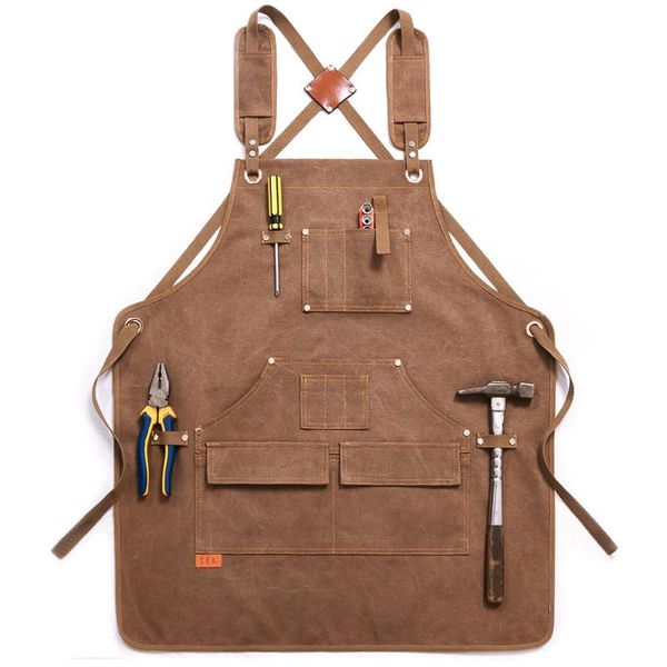 aprons heavy duty durable adjustable cross-back straps for woodworking painting craft cafe canvas apron with tool pockets
aprons heavy duty durable adjustable cross-back straps for woodworking painting craft cafe canvas apron with tool pockets