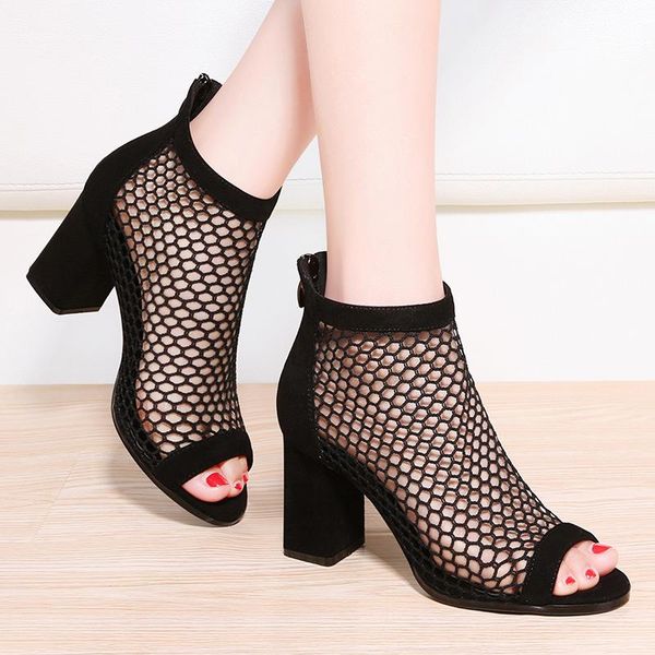 dress shoes sandals summer women mesh breathable chunky heel peep toe fashion female zip ankle boots, Black
dress shoes sandals summer women mesh breathable chunky heel peep toe fashion female zip ankle boots, Black