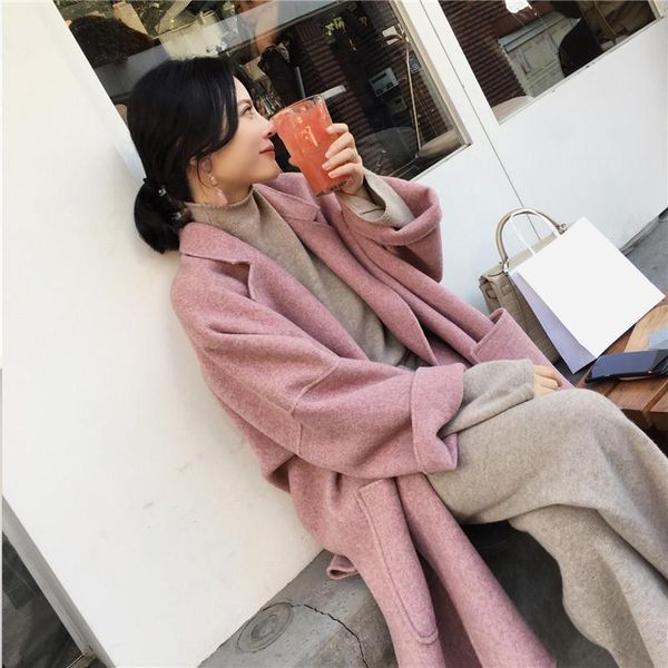 thicken blends overcoat women's for autumn and winter korean retro loose long over-the-knee coat wool, Black
thicken blends overcoat women's for autumn and winter korean retro loose long over-the-knee coat wool, Black
