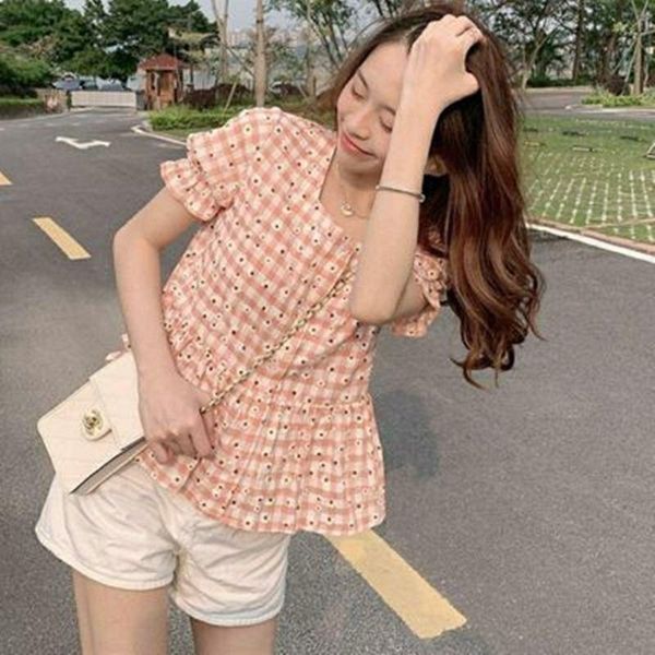 women's t-shirt short-sleeved shirt thin summer outer wear small off-shoulder korean-style loose floral women, White
women's t-shirt short-sleeved shirt thin summer outer wear small off-shoulder korean-style loose floral women, White