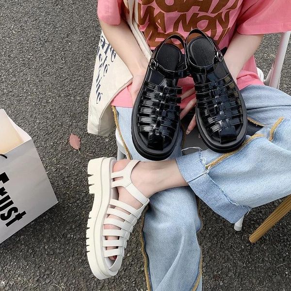 sandals women gladiator shoes round toe platform sports t-strap brand design ladies hollow out white flat, Black 
sandals women gladiator shoes round toe platform sports t-strap brand design ladies hollow out white flat, Black