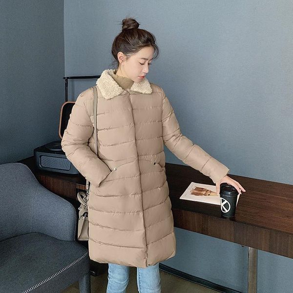 women's down & parkas 2021 winter fashion lamb wool lapel cotton padded jacket medium long small, Black
women's down & parkas 2021 winter fashion lamb wool lapel cotton padded jacket medium long small, Black