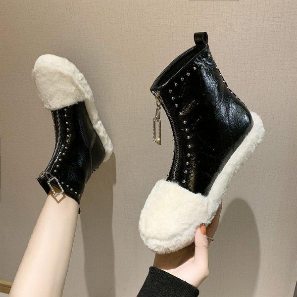 boots female ankle boot autumn winter rivet fashion fur shoes princess temperament casual flat heel women, Black
boots female ankle boot autumn winter rivet fashion fur shoes princess temperament casual flat heel women, Black