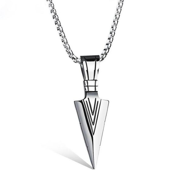 -selling titanium steel jewelry retro personality spear arrow pendant hip hop punk men's necklaces factory direct sale, Silver
-selling titanium steel jewelry retro personality spear arrow pendant hip hop punk men's necklaces factory direct sale, Silver