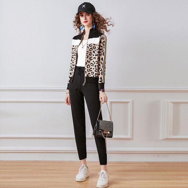 pant women knitted and crocheted leopard leotard 2 piece autumn suits cardigan zipper black pencil pants two pieces ensemble sports clothes, White
pant women knitted and crocheted leopard leotard 2 piece autumn suits cardigan zipper black pencil pants two pieces ensemble sports clothes, White