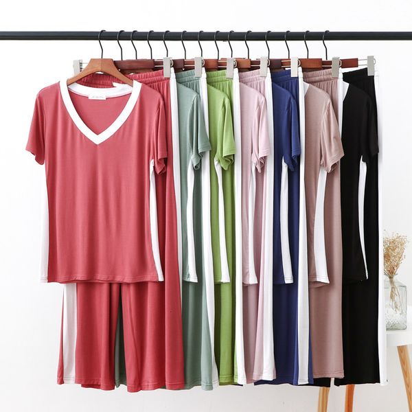 women's sleepwear modal stripe pajamas casual set women solid pajama 2piece/suit short sleeves shirt pant mom homewear he9s, Black;red
women's sleepwear modal stripe pajamas casual set women solid pajama 2piece/suit short sleeves shirt pant mom homewear he9s, Black;red