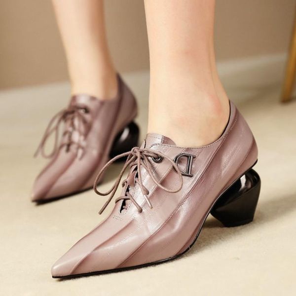 dress shoes pointed toe genuine leather women high heels strange heel ladies with fashion lace up elegant for woman, Black
dress shoes pointed toe genuine leather women high heels strange heel ladies with fashion lace up elegant for woman, Black