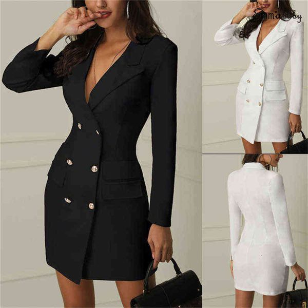 women business mini dress elegant office ladies clothes double breast winter autumn female blazer mini dress vestidos outwear, Black;gray
women business mini dress elegant office ladies clothes double breast winter autumn female blazer mini dress vestidos outwear, Black;gray
