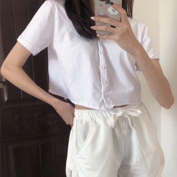 women's t-shirt cotton ouyang nana same white short sleeve summer v-neck bottoming cardigan navel clothes
women's t-shirt cotton ouyang nana same white short sleeve summer v-neck bottoming cardigan navel clothes