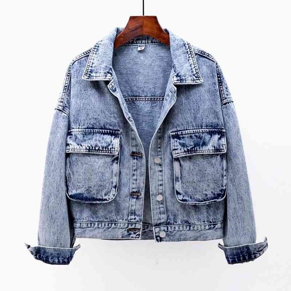 jacket autumn vintage washed blue denim women basic outerwear big size loose pocket long sleeve short jeans jacket coat female, Black;brown
jacket autumn vintage washed blue denim women basic outerwear big size loose pocket long sleeve short jeans jacket coat female, Black;brown