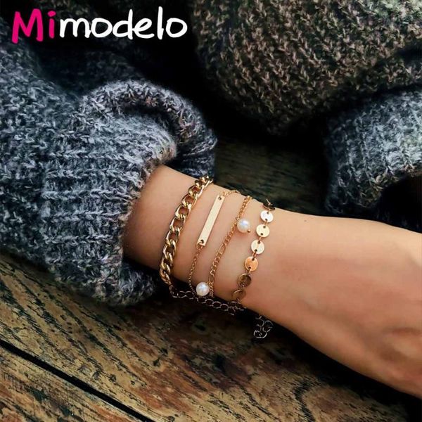 link, chain 4pcs/set charm sequins bracelets bangles boho imitation pearl for women jewelry friendship gifts, Black
link, chain 4pcs/set charm sequins bracelets bangles boho imitation pearl for women jewelry friendship gifts, Black
