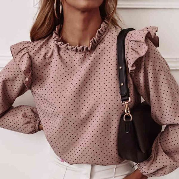elegant print ruffle buttons shirt blouse women o neck pullover blusa spring autumn long sleeve polka dot blouse streetwear, White
elegant print ruffle buttons shirt blouse women o neck pullover blusa spring autumn long sleeve polka dot blouse streetwear, White