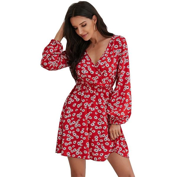 casual dresses autumn fashion cross deep v-neck floral min dress femme long sleeve lttile daisy print for women elastic waist robe, Black;gray
casual dresses autumn fashion cross deep v-neck floral min dress femme long sleeve lttile daisy print for women elastic waist robe, Black;gray