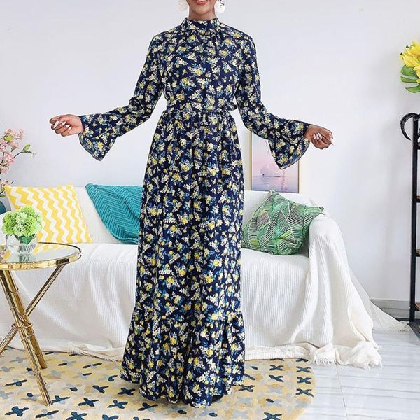 casual dresses oversize printing women's dress spring summer nice flared sleeves small floral western style round neck high waist, Black;gray 
casual dresses oversize printing women's dress spring summer nice flared sleeves small floral western style round neck high waist, Black;gray