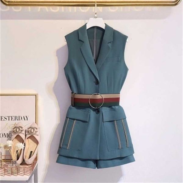 women's shorts amorapa - a set of two-piece women's work clothes, fashionable sleeveless slotted jacket + mini high waist pan jlli, White;black