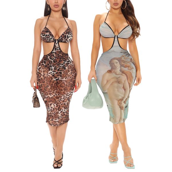 luxury casual drs2021 summer women's wear neck fashion low cut open back slim leopard print medium drs, Black;gray
luxury casual drs2021 summer women's wear neck fashion low cut open back slim leopard print medium drs, Black;gray