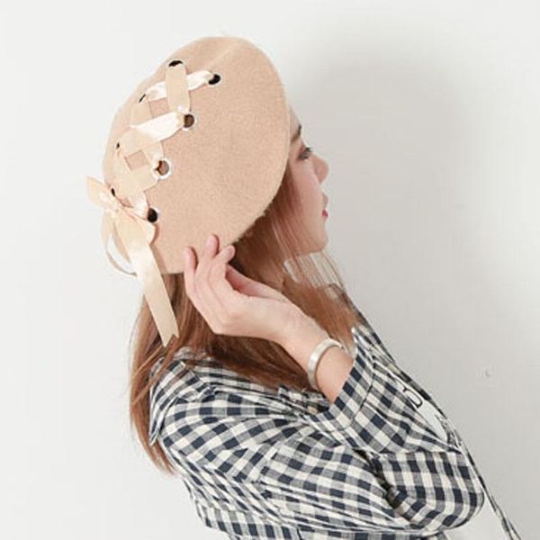berets japanese sweet cute women's hats female soft ribbon wool lolita beret vintage straps cross bow winter painter hat, Blue;gray
berets japanese sweet cute women's hats female soft ribbon wool lolita beret vintage straps cross bow winter painter hat, Blue;gray