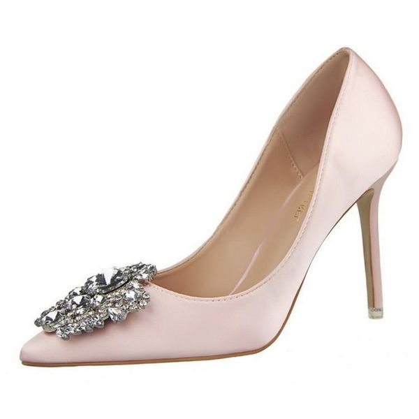 dress shoes spring/autumn women pumps high thin heel pointed toe slip-on shallow elegant crystal pink heels, Black
dress shoes spring/autumn women pumps high thin heel pointed toe slip-on shallow elegant crystal pink heels, Black