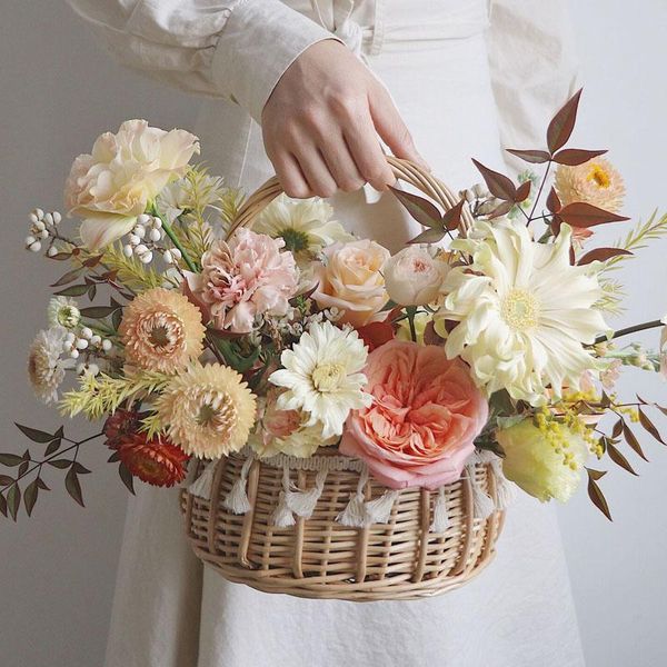 storage baskets pastoral style portable flower basket woven picnic original ecological bamboo and rattan arrangement 
storage baskets pastoral style portable flower basket woven picnic original ecological bamboo and rattan arrangement