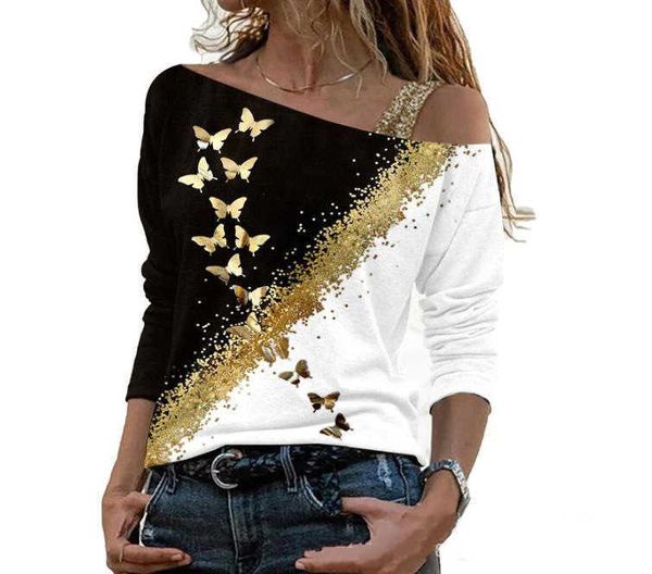 autumn 2021 contrast print personalized off shoulder long sleeve autumn t-shirt, White
autumn 2021 contrast print personalized off shoulder long sleeve autumn t-shirt, White